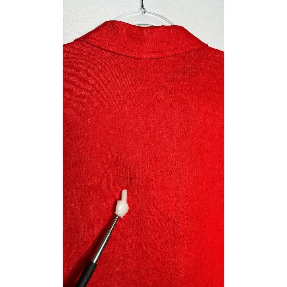 1990s Liz Claiborne Red Linen Open Front Oversized Jacket Size 6 M/L